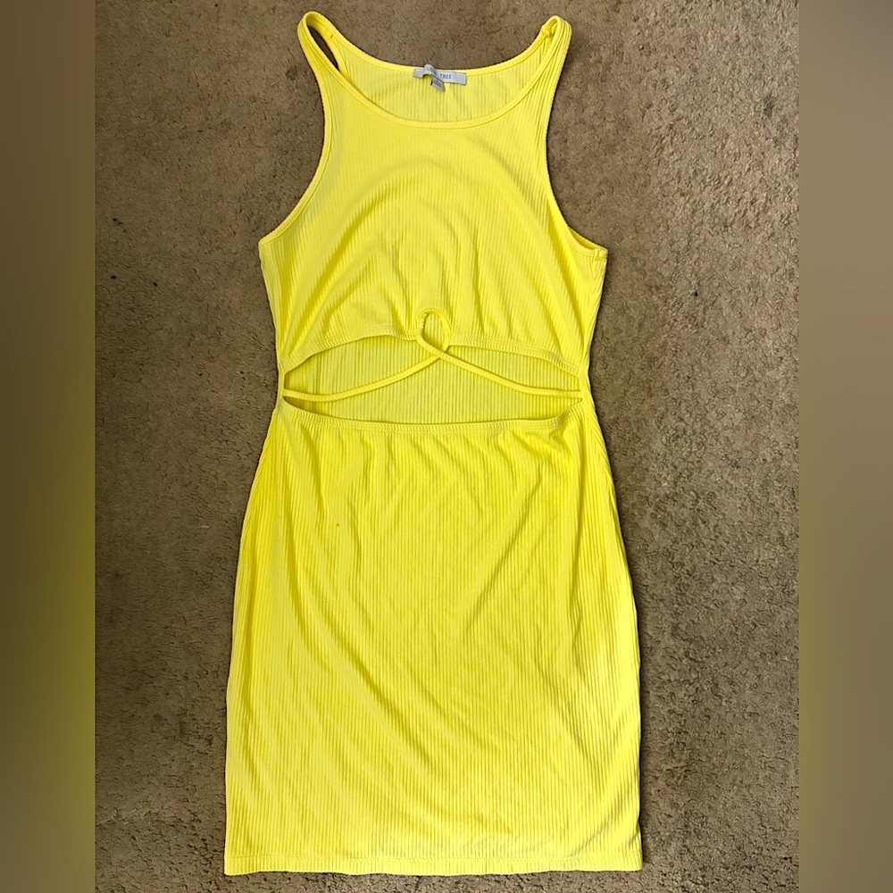 Yellow Sleeveless Cutout Dress